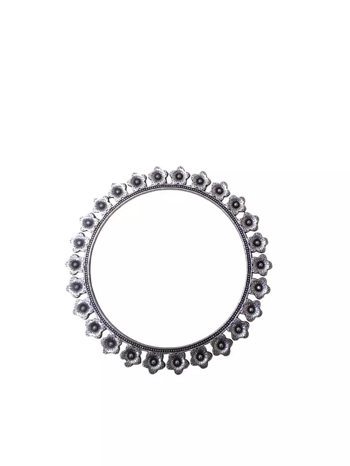 Women Brass Silver Oxidised Bracelet Indian Bangles Brass 5 Pcs Size 2.6 By Kalra Creations