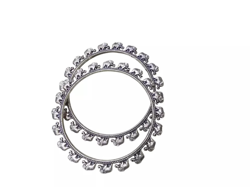 Women Brass Bangles Brass Rajasthani Indian Silver Oxidised Bracelet 5 Pcs Size 2.6 By Kalra Creations