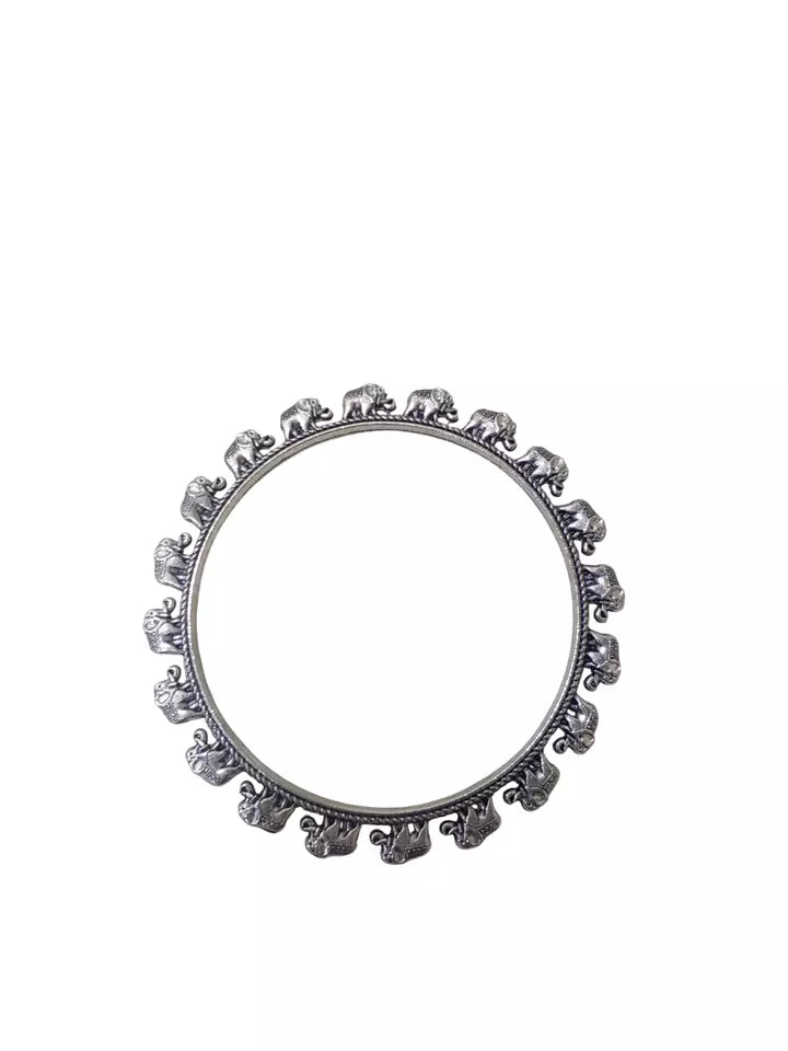 Women Brass Bangles Brass Rajasthani Indian Silver Oxidised Bracelet 5 Pcs Size 2.6 By Kalra Creations