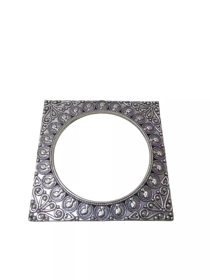 Women Brass Silver Oxidised Bangles Brass Indian Bracelet Rajasthani 5 Pcs Size 2.6 By Kalra Creations