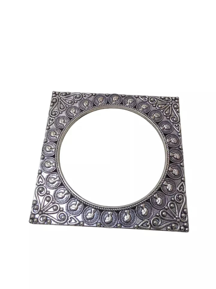 Women Brass Silver Oxidised Bangles Brass Indian Bracelet Rajasthani 5 Pcs Size 2.6 By Kalra Creations