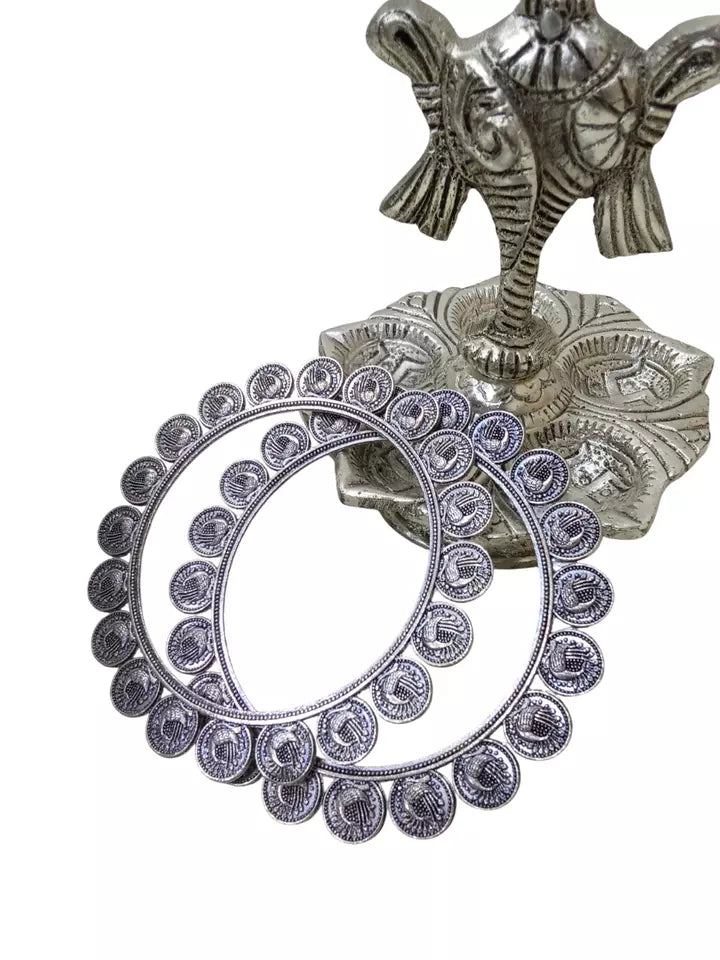 Women Indian Rajasthani Brass Silver Oxidised Bracelet Brass Bangles 5 Pcs Size 2.6 By Kalra Creations