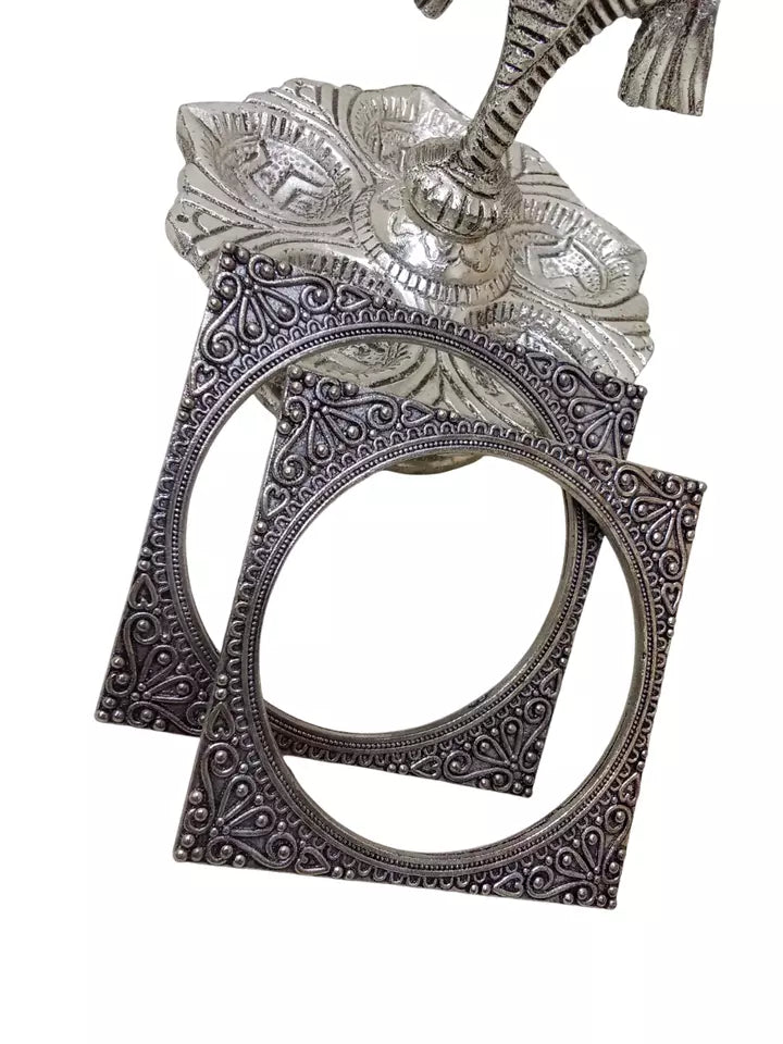 Women Brass Rajasthani Silver Oxidised Bangles Brass Bracelet 5 Pcs Size 2.4 By Kalra Creations