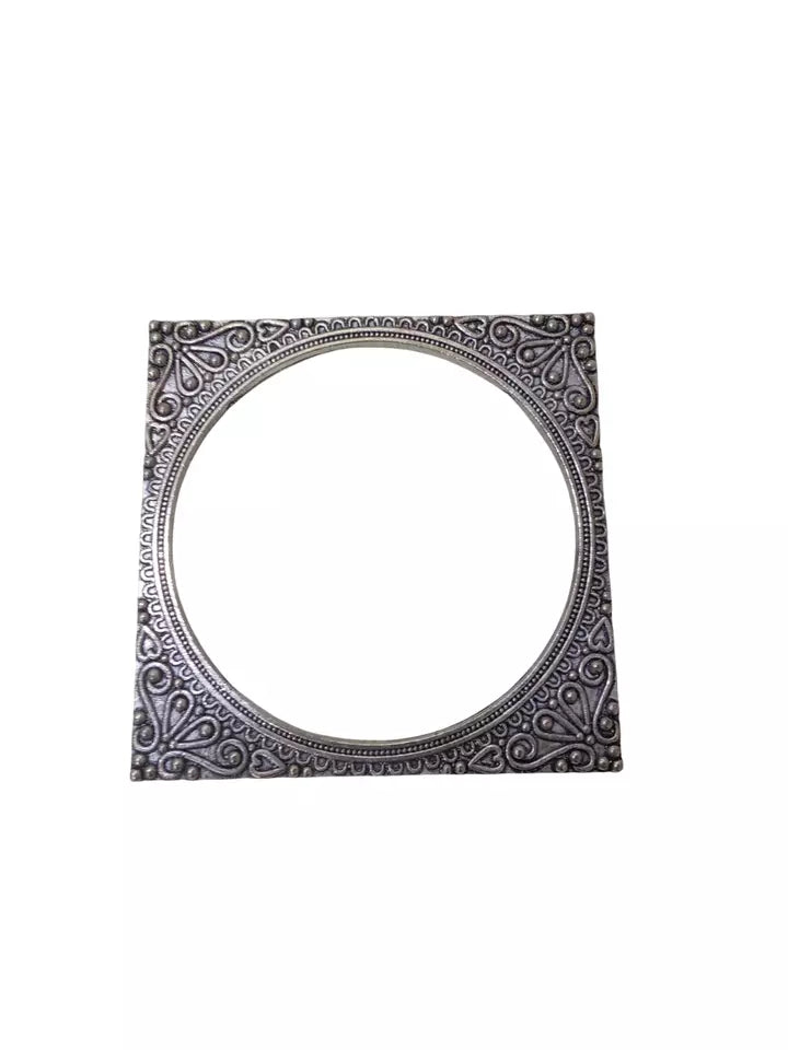 Women Brass Rajasthani Silver Oxidised Bangles Brass Bracelet 5 Pcs Size 2.4 By Kalra Creations