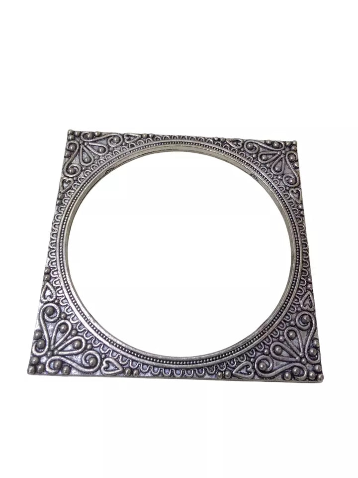 Women Brass Rajasthani Silver Oxidised Bangles Brass Bracelet 5 Pcs Size 2.4 By Kalra Creations