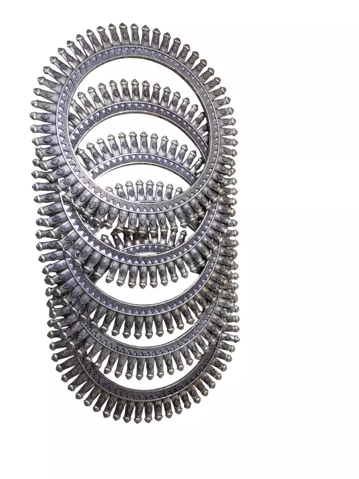 Women Brass Silver Oxidised Bracelet Brass Rajasthani Bangles 5 Pcs Size 2.6 By Kalra Creations