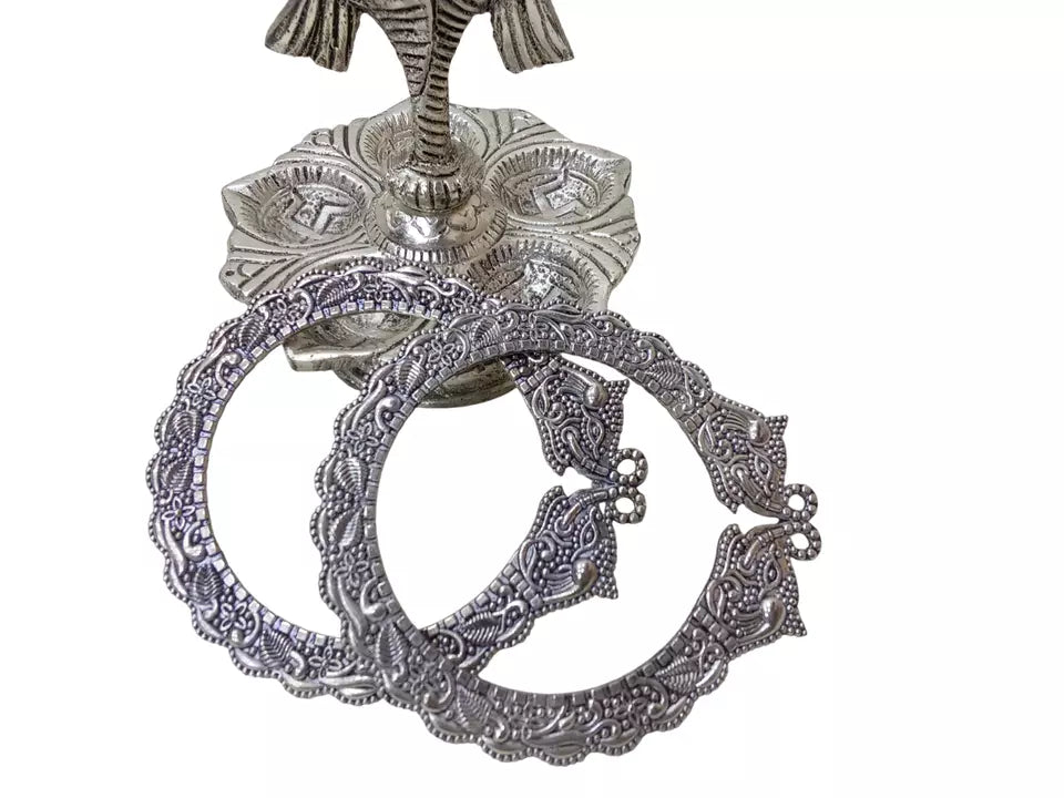 Women Brass Silver Oxidised Bracelet Bangles Brass Rajasthani 5 Pcs Size 2.6 By Kalra Creations