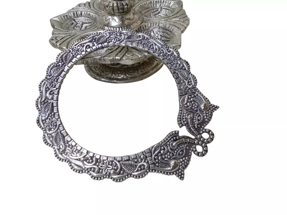Women Brass Silver Oxidised Bracelet Bangles Brass Rajasthani 5 Pcs Size 2.6 By Kalra Creations