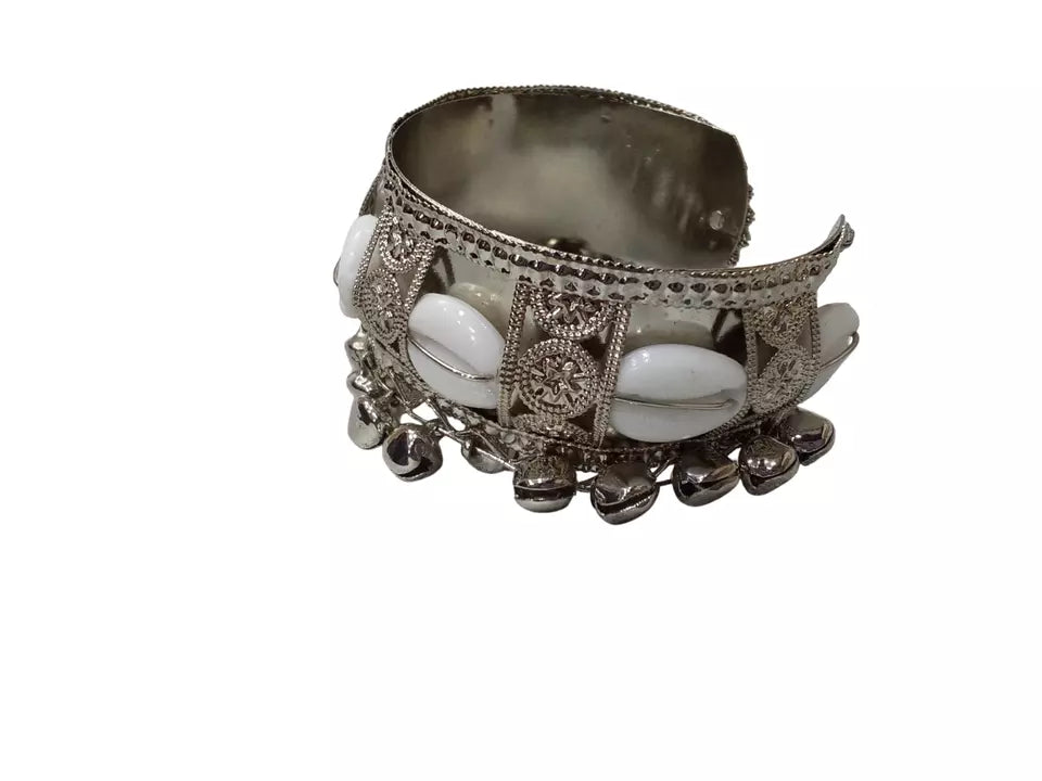 Women Brass Oxidised Rajasthani Side Openable Bangles Silver Tone Bracelet By Kalra Creations