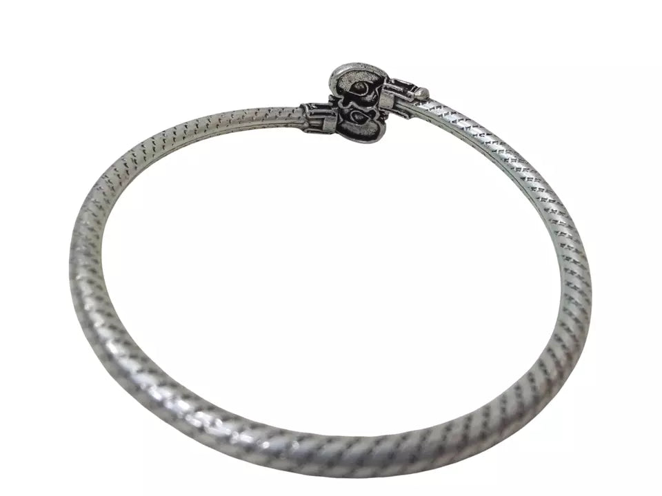 Women Brass side openable Bracelet Bangles Brass Silver Oxidised Tone By Kalra Creations