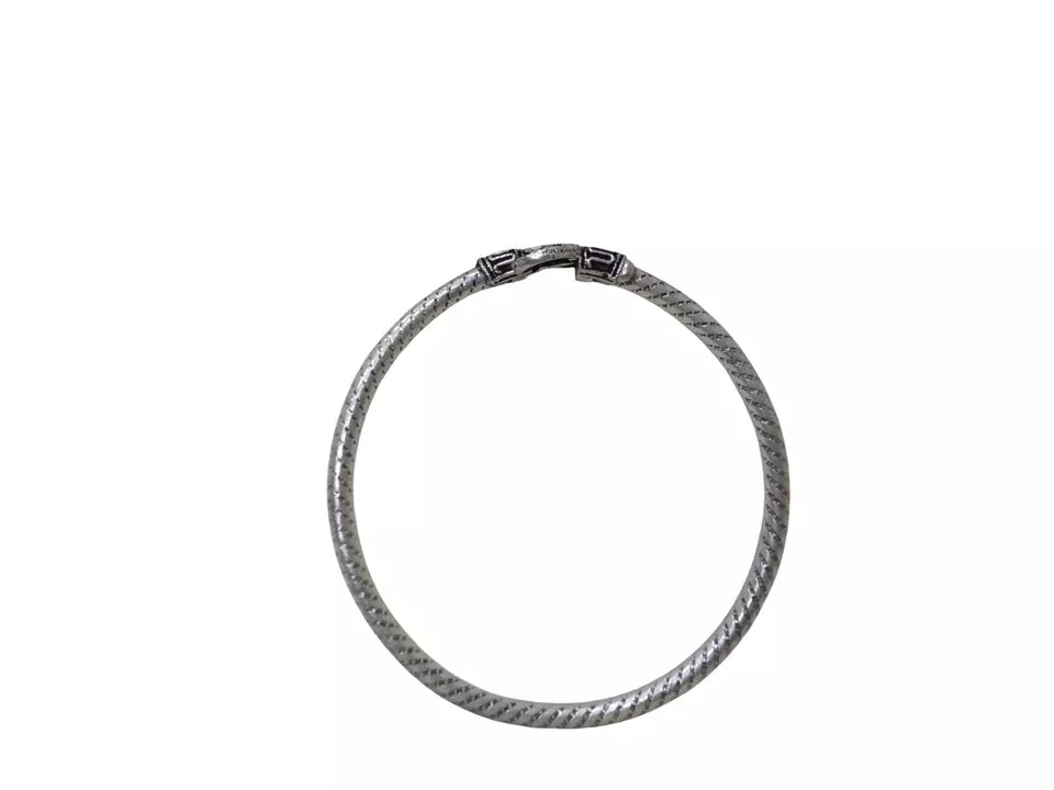 Women Brass side openable Bracelet Bangles Brass Silver Oxidised Tone By Kalra Creations