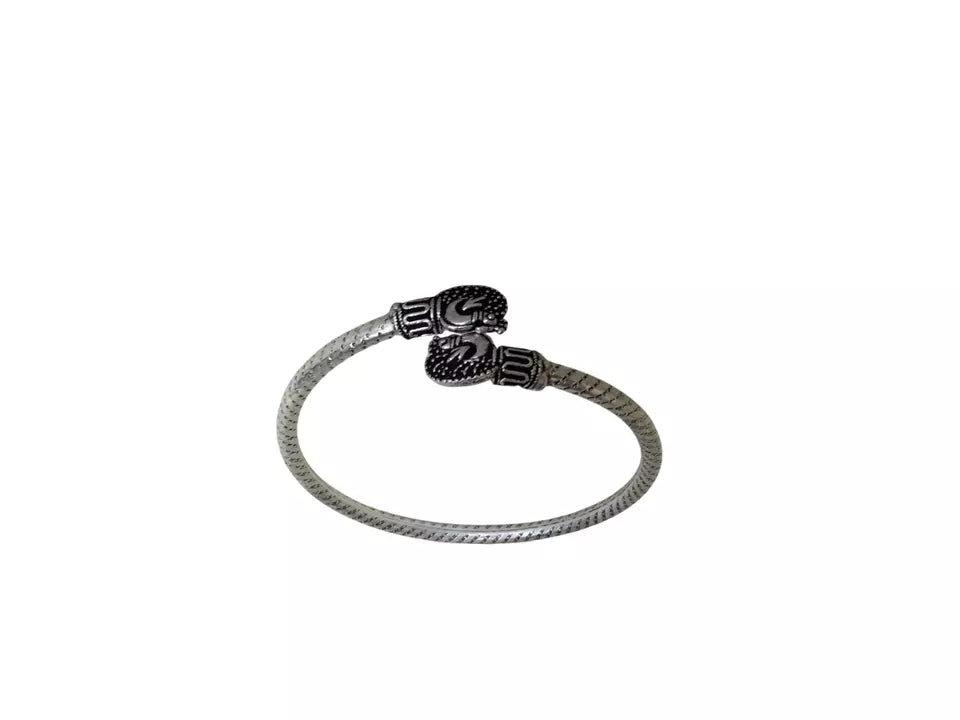 Women Brass side openable Bracelet Bangles Brass Silver Oxidised Tone By Kalra Creations