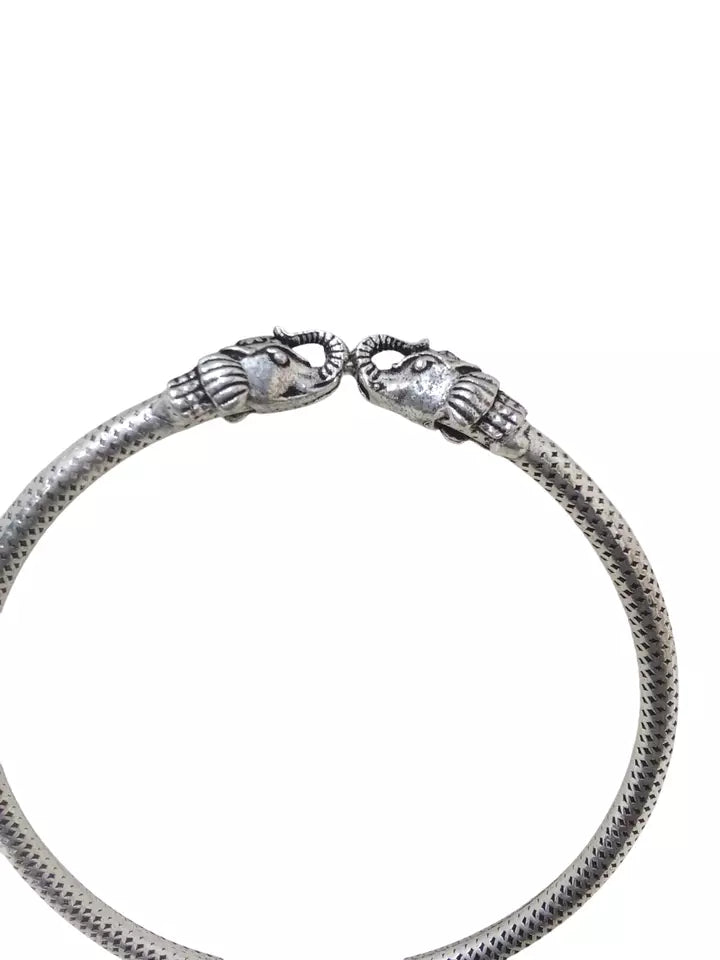 Women Brass Elephent Bracelet Bangles Brass Silver Oxidised side openable By Kalra Creations