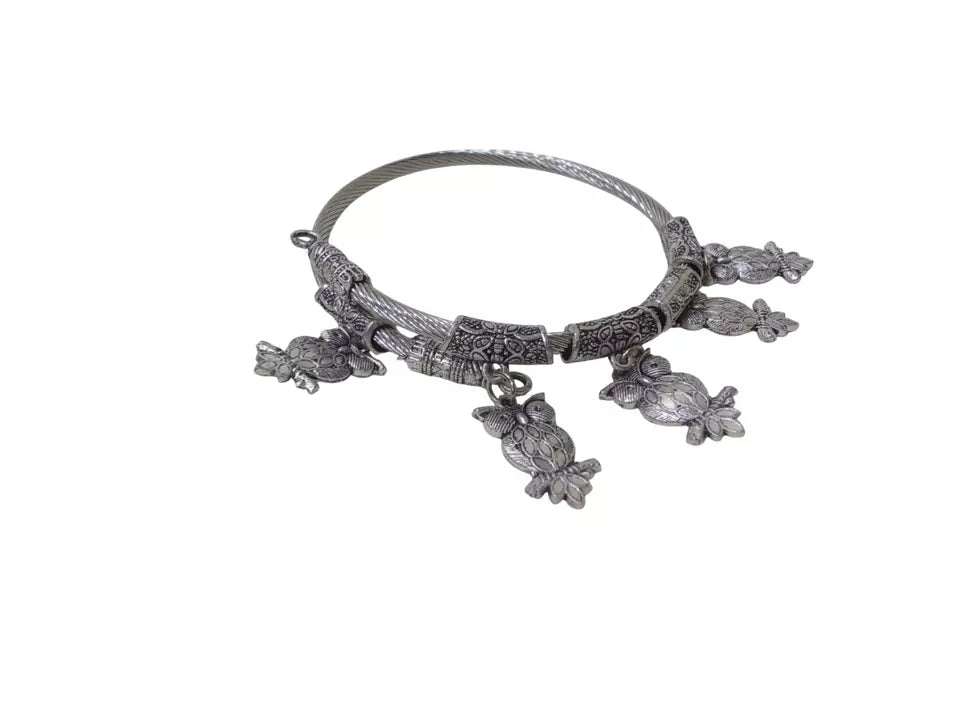 Women Brass Bangle side openable Bangles Brass Silver Oxidised Bracelet By Kalra Creations