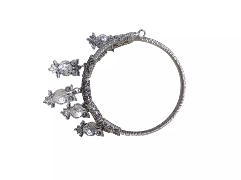 Women Brass Bangle side openable Bangles Brass Silver Oxidised Bracelet By Kalra Creations