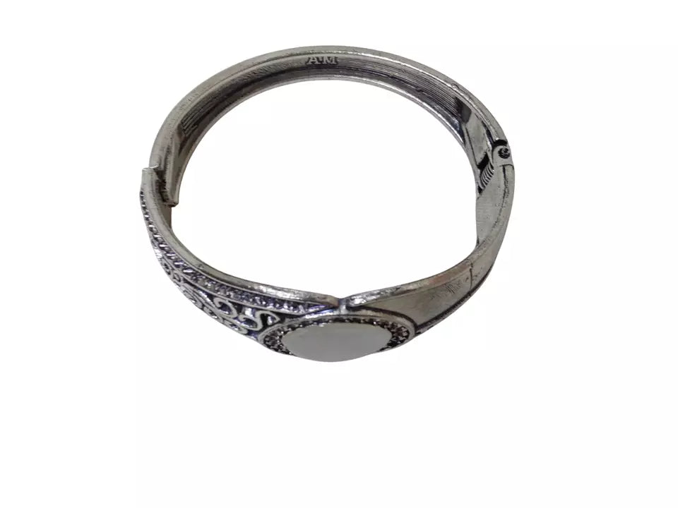 Women Brass Oxidised Bangle side openable Bangles Brass Silver Bracelet By Kalra Creations