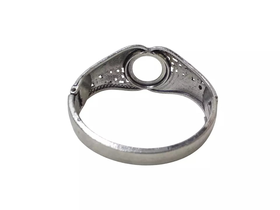 Women Brass Oxidised Bangle side openable Bangles Brass Silver Bracelet By Kalra Creations