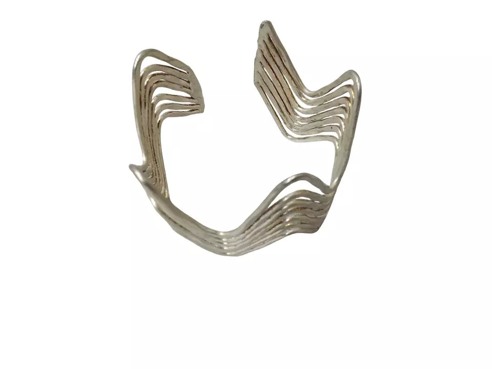 Women Brass Oxidised Bracelet Bangles Side Openable Brass Silver Tone Rajasthani By Kalra Creations