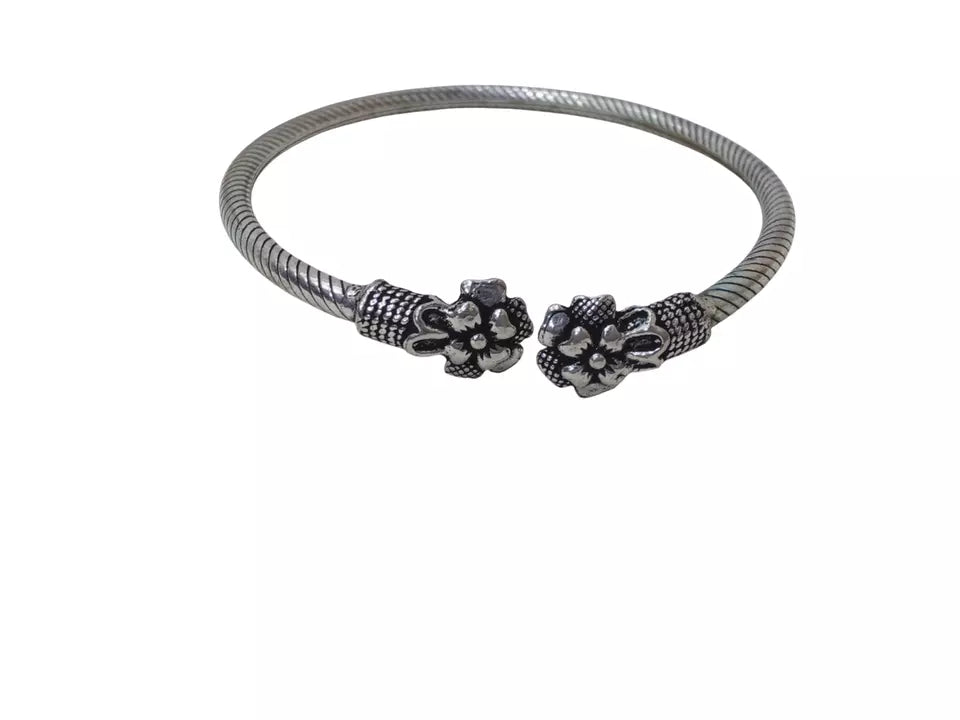 Women Brass Bangles Oxidised side openable Brass Silver Tone Bracelet By Kalra Creations