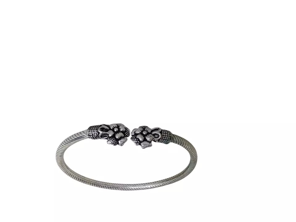Women Brass Bangles Oxidised side openable Brass Silver Tone Bracelet By Kalra Creations