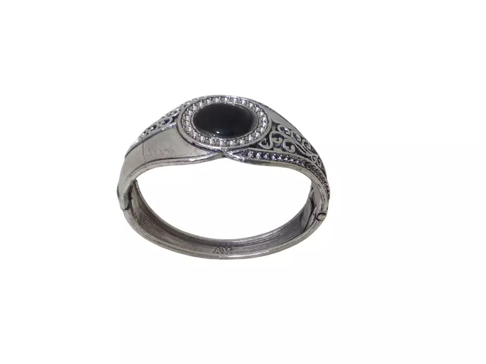 Women Brass Bangle Side Openable Bracelet Brass Silver Oxidised Bangles By Kalra Creations