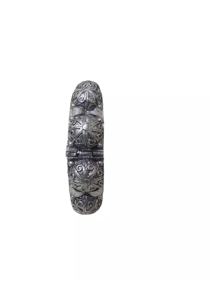 Women Brass Bangles Brass Rajasthani Silver Tone Oxidised Side Openable Bracelet By Kalra Creations