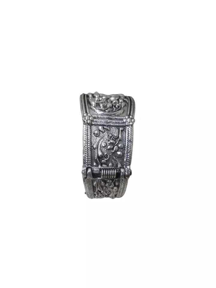 Women Brass Oxidised Side Openable Bracelet Bangles Brass Silver Tone By Kalra Creations