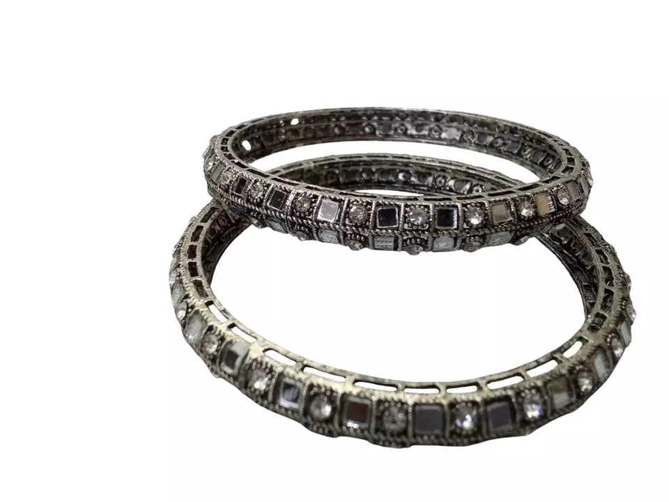 Women Brass Side Openable Bracelet Oxidised Rajasthani Bangles Brass Size 2.6 By Kalra Creations