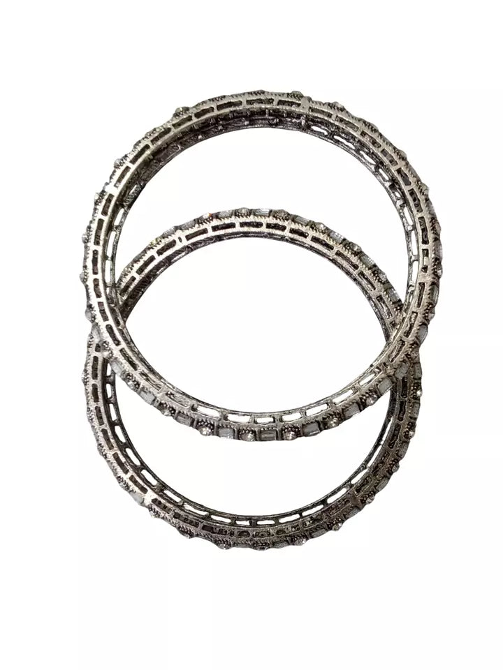 Women Brass Side Openable Bracelet Oxidised Rajasthani Bangles Brass Size 2.6 By Kalra Creations