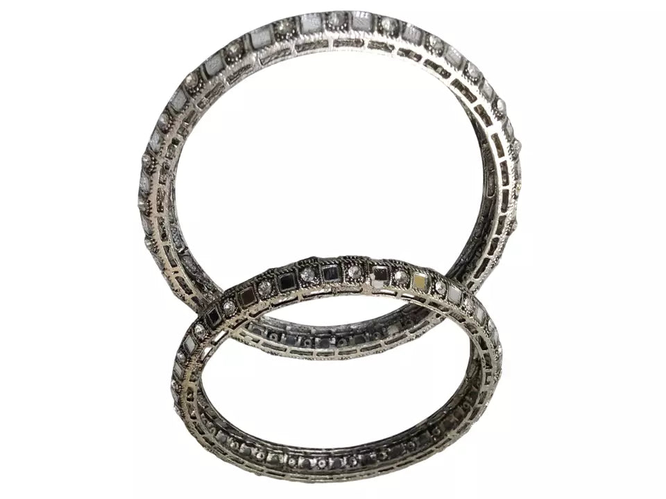 Women Brass Side Openable Bracelet Oxidised Rajasthani Bangles Brass Size 2.6 By Kalra Creations