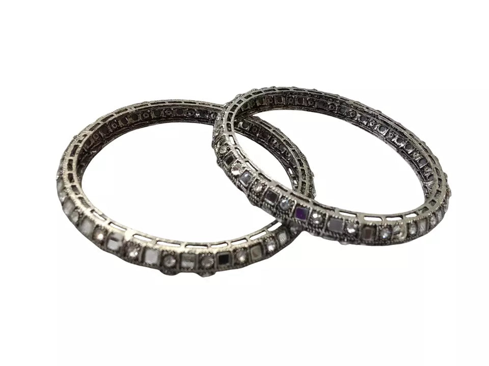 Women Brass Side Openable Bracelet Oxidised Rajasthani Bangles Brass Size 2.6 By Kalra Creations