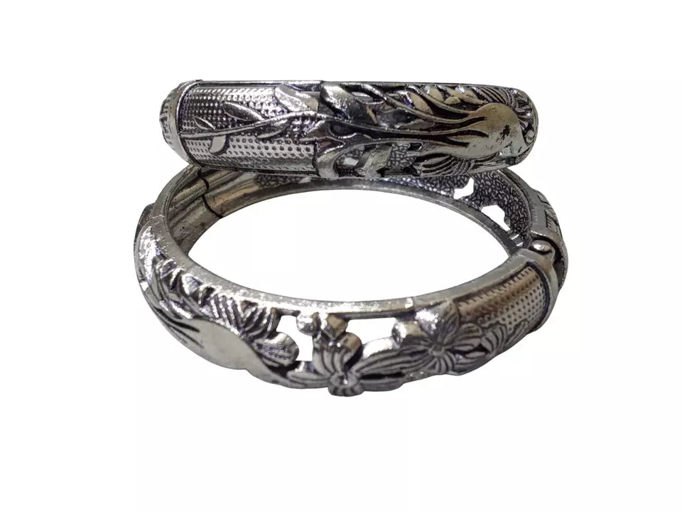 Kids Brass Rajasthani Bangles Brass Silver Tone Side Openable Bracelet Oxidised By Kalra Creations