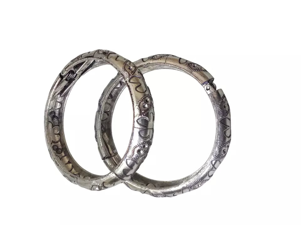 Kids Brass Side Openable Bangles Brass Silver Tone Bracelet Oxidised Rajasthani By Kalra Creations