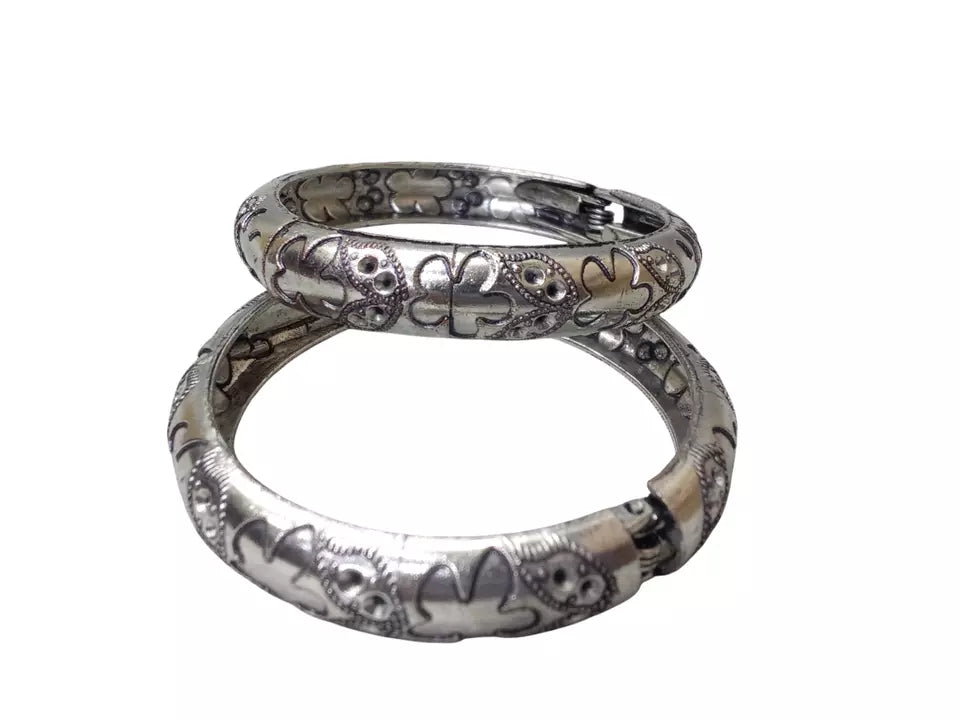 Kids Brass Side Openable Bangles Brass Silver Tone Bracelet Oxidised Rajasthani By Kalra Creations