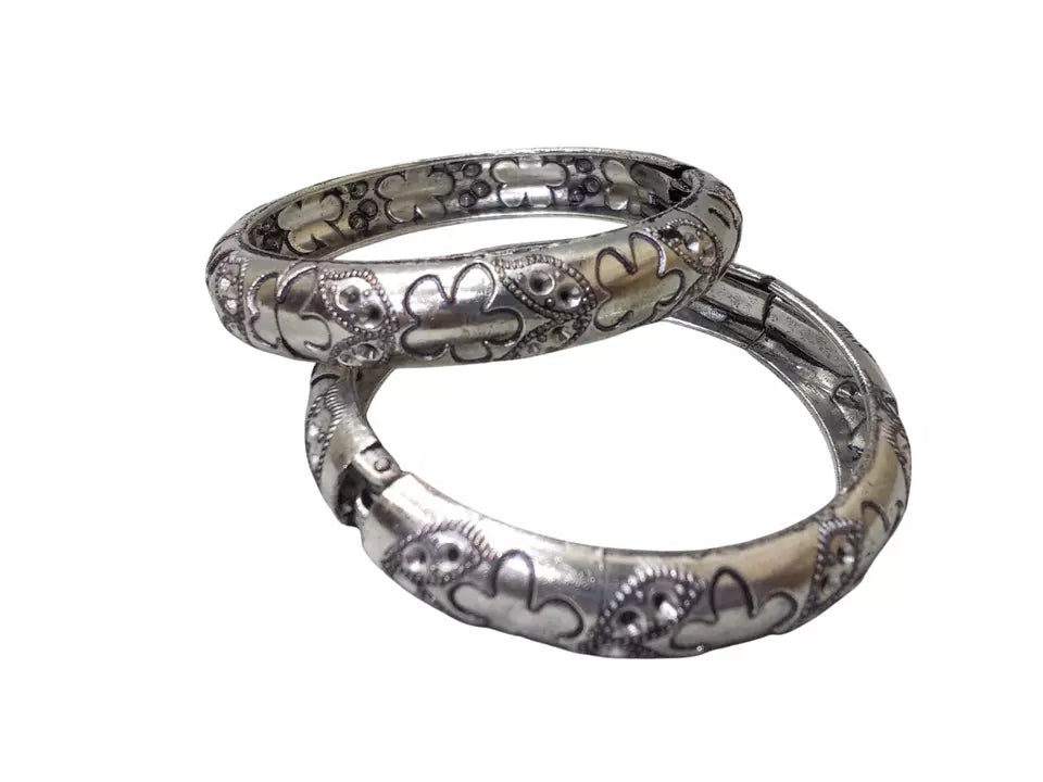 Kids Brass Side Openable Bangles Brass Silver Tone Bracelet Oxidised Rajasthani By Kalra Creations