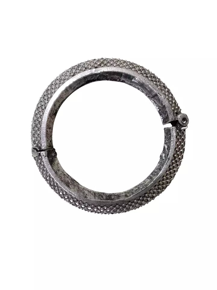 Women Brass Silver Tone Oxidised Side Openable Bracelet Bangles Brass Rajasthani By Kalra Creations