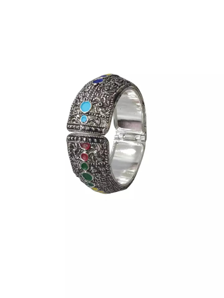 Women Indian Brass Oxidised Rajasthani Bangles Side Openable Bracelet By Kalra Creations