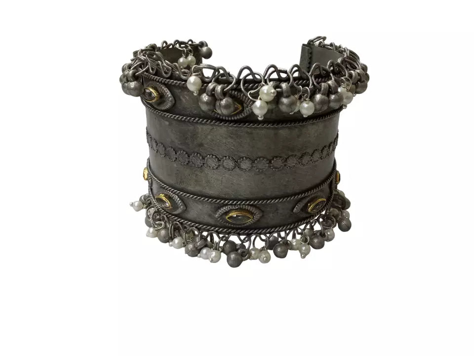 Women Indian Brass Side Openable Bracelet Rajasthani Oxidised Brass By Kalra Creations