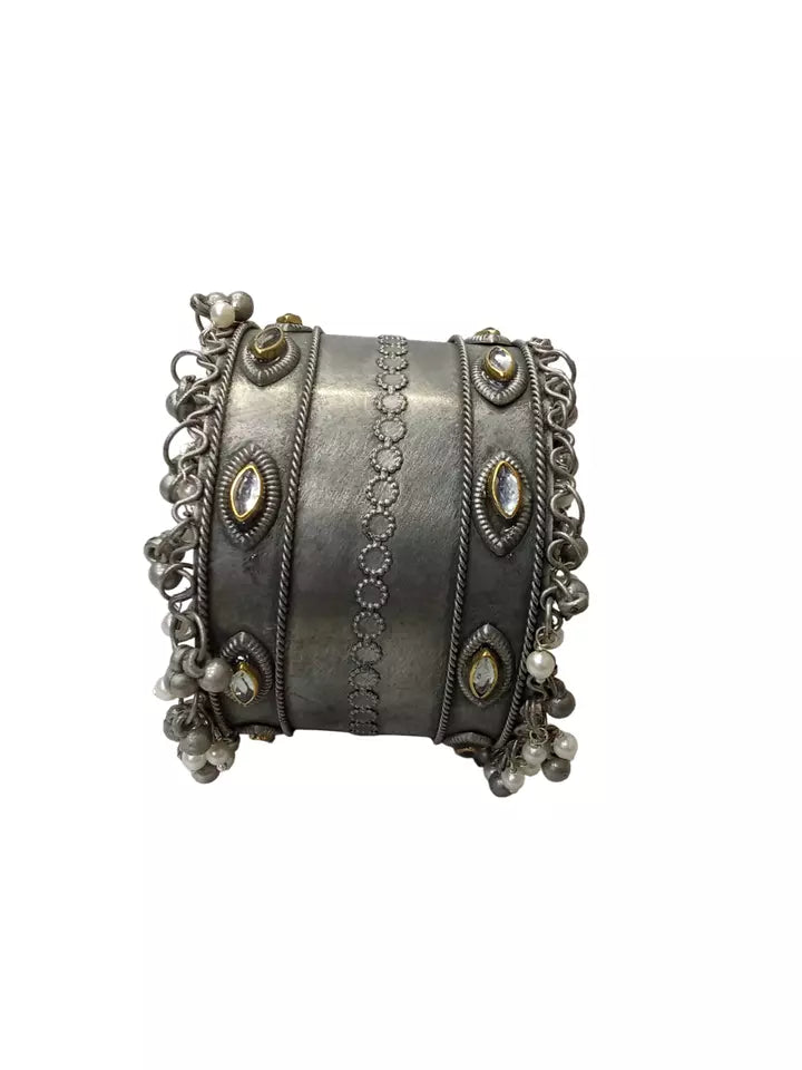 Women Indian Brass Side Openable Bracelet Rajasthani Oxidised Brass By Kalra Creations