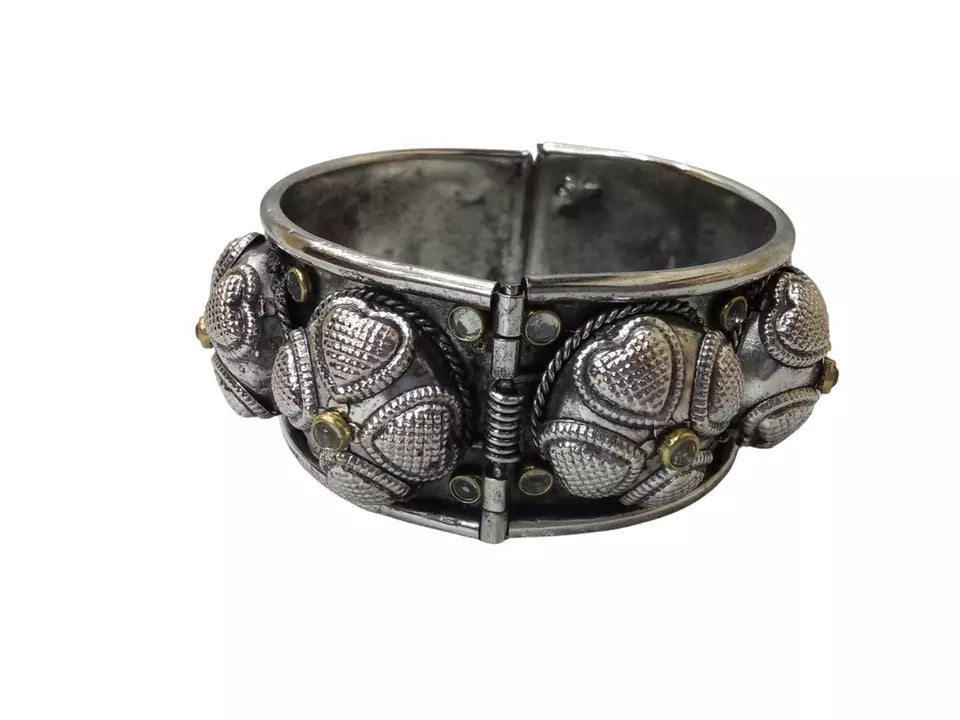 Women Oxidised Side Openable Bracelet Bangles Brass Rajasthani By Kalra Creations