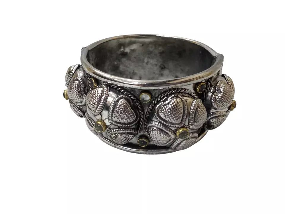 Women Oxidised Side Openable Bracelet Bangles Brass Rajasthani By Kalra Creations
