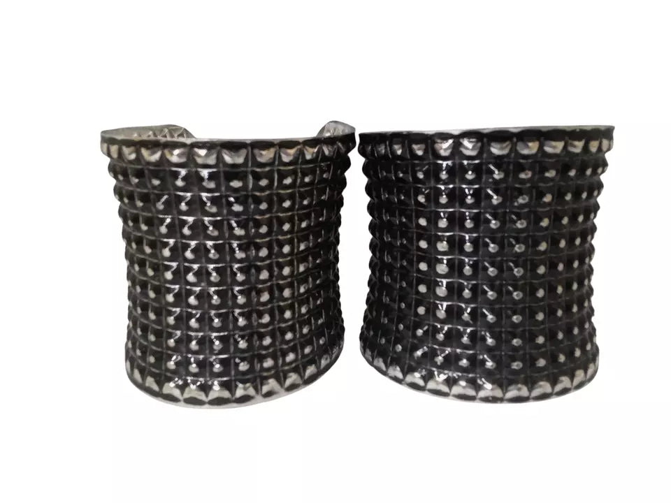 Women Brass Oxidised Side Openable Bracelet Bangles Rajasthani By Kalra Creations
