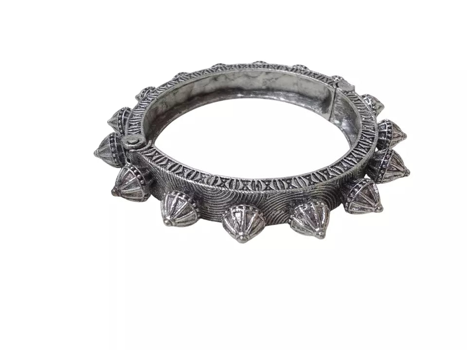 Women Brass Oxidised Openable Bracelet Bangles Rajasthani By Kalra Creations