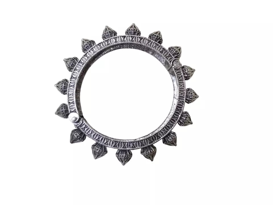 Women Brass Oxidised Openable Bracelet Bangles Rajasthani By Kalra Creations