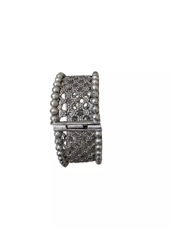 Women Brass Oxidised Side Openable Bangles Brass Rajasthani Silver Tone By Kalra Creations