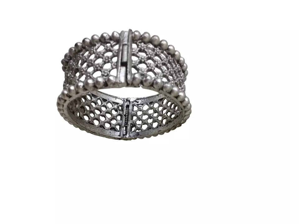 Women Brass Oxidised Side Openable Bangles Brass Rajasthani Silver Tone By Kalra Creations