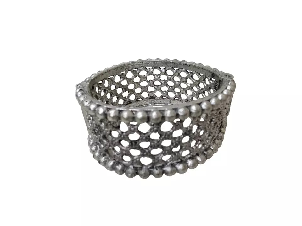 Women Brass Oxidised Side Openable Bangles Brass Rajasthani Silver Tone By Kalra Creations