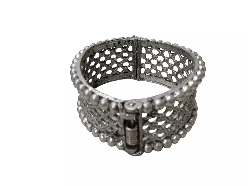 Women Brass Oxidised Side Openable Bangles Brass Rajasthani Silver Tone By Kalra Creations