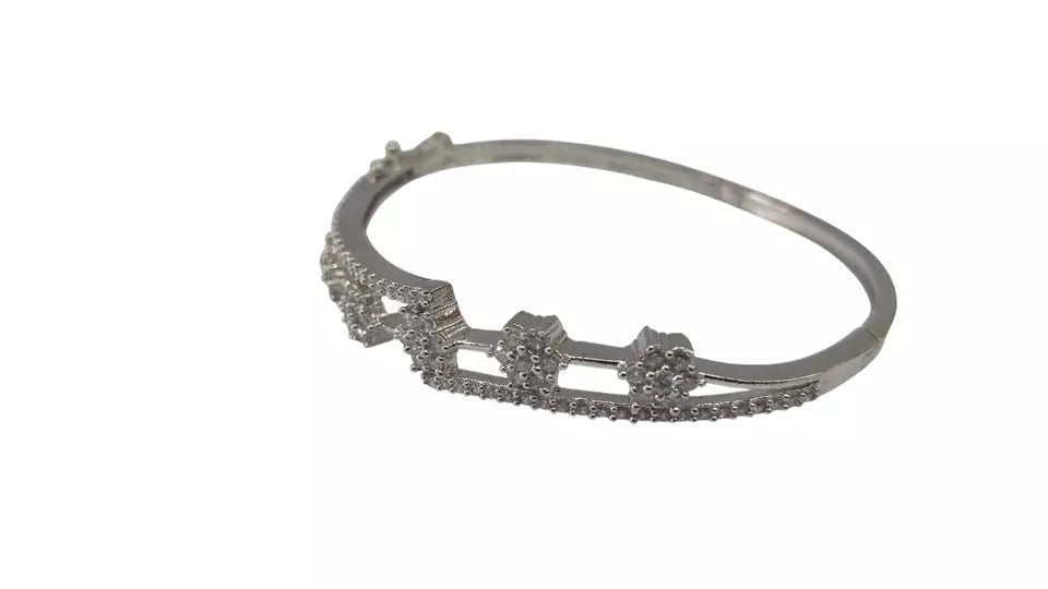 Women Bracelet Silver Plated Indian Jewelery Stone Kada Bracelet AD By Kalra Creations