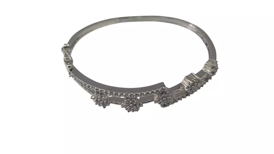 Women Bracelet Silver Plated Indian Jewelery Stone Kada Bracelet AD By Kalra Creations